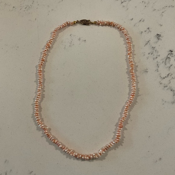 Single Strand Pink Seed Pearl Necklace - Picture 1 of 3